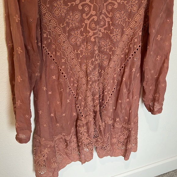 Johnny Was Embroidered Mauve Tunic Mini Dress - Picture 3 of 9
